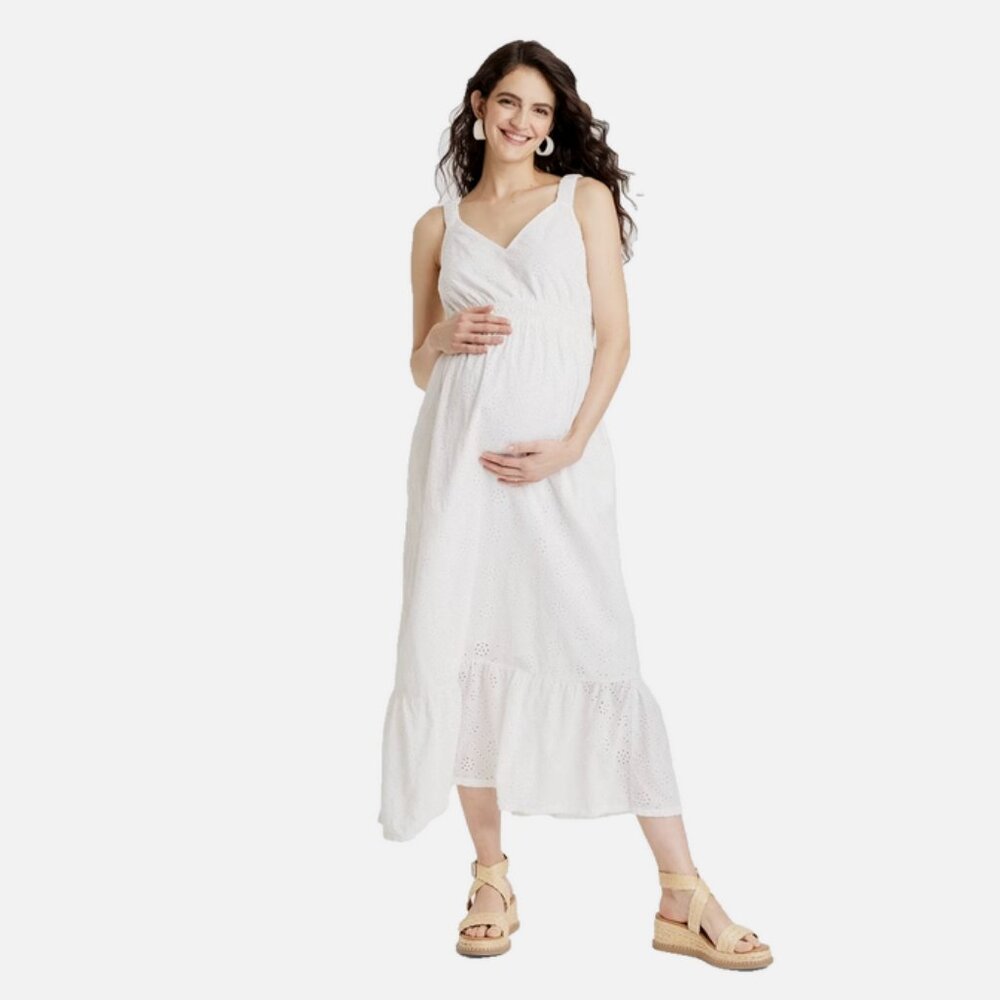 Isabel Maternity by Ingrid & Isabel White Eyelet Maxi Dress